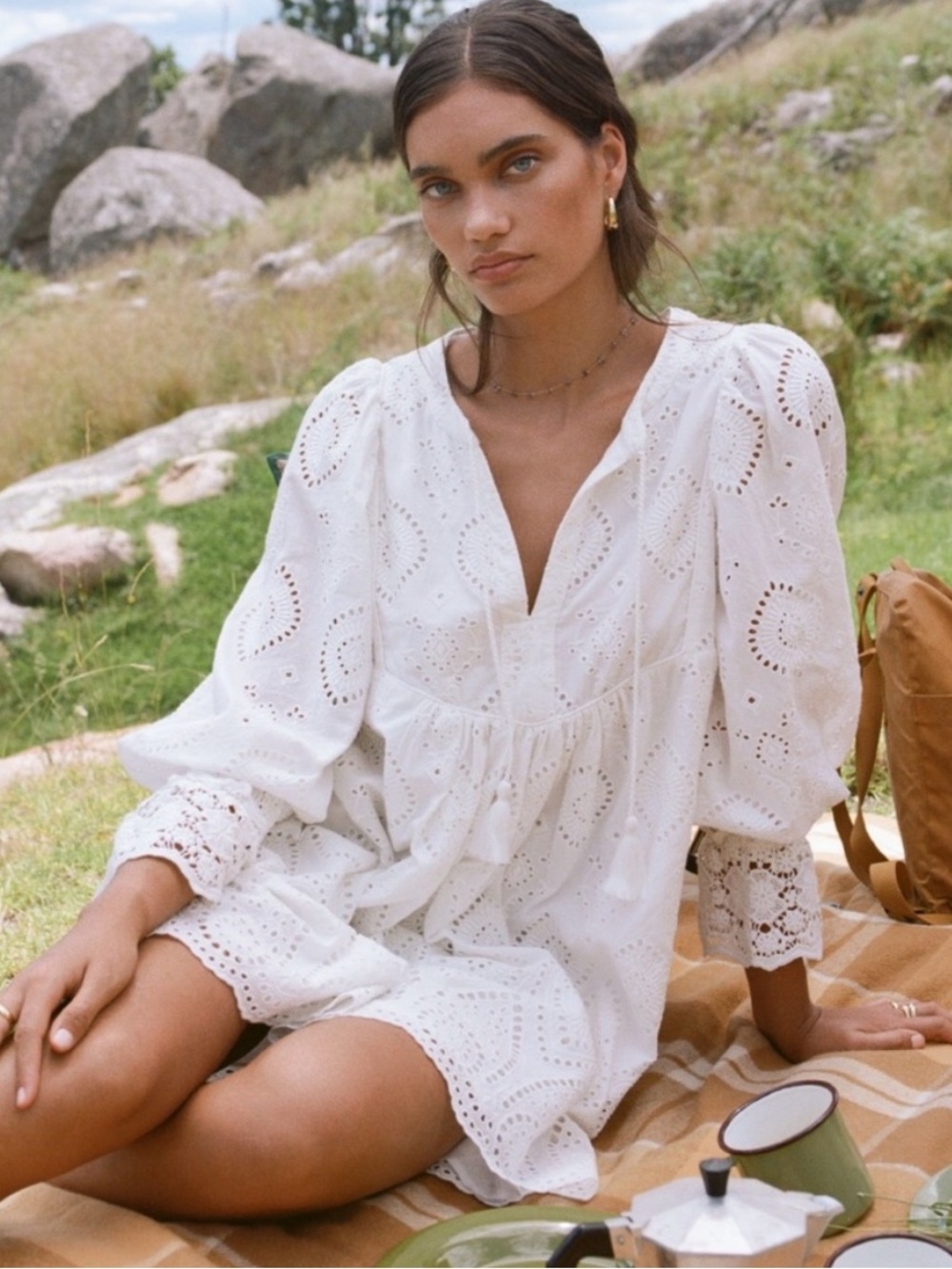 Spell & The Gypsy Dylan White Eyelet Lace Dress Medium